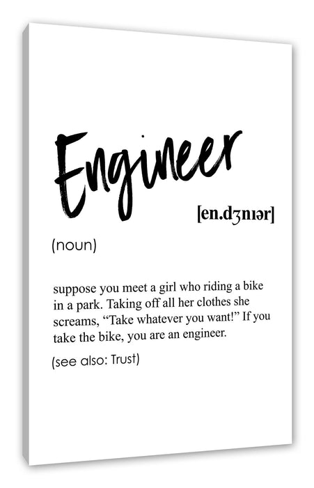 Pixxprint Lexikon Sprüche - Engineer, Leinwandbild
