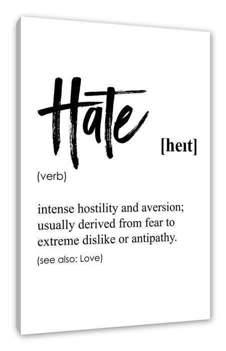 Pixxprint Lexikon Sprüche - Hate, Leinwandbild
