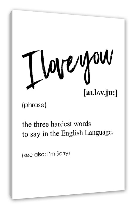 Pixxprint Lexikon Sprüche - I love you, Leinwandbild