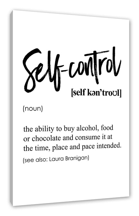 Pixxprint Lexikon Sprüche - Self-control, Leinwandbild