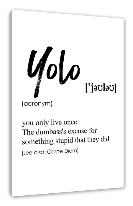 Pixxprint Lexikon Sprüche - Yolo, Leinwandbild