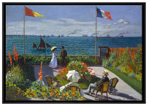 Claude Monet - Garten in Sainte-Adresse auf Leinwandbild gerahmt Größe 100x70