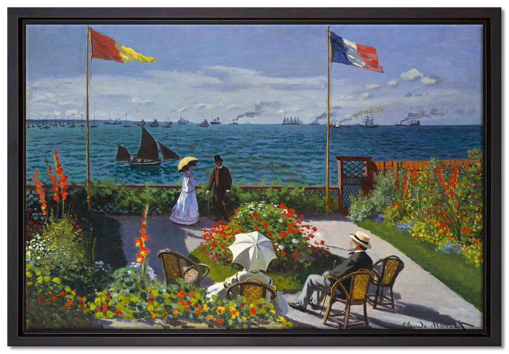 Claude Monet - Garten in Sainte-Adresse  auf Leinwandbild gerahmt Größe 60x40