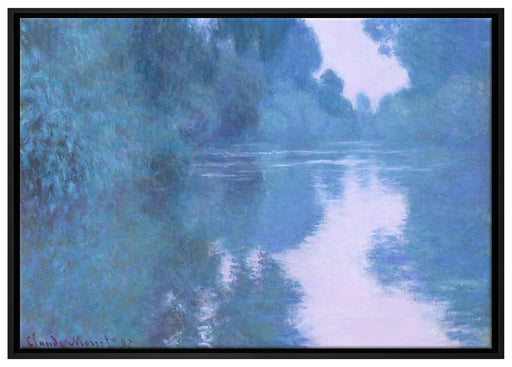 Claude Monet - Morgen an der Seine nahe Giverny auf Leinwandbild gerahmt Größe 100x70