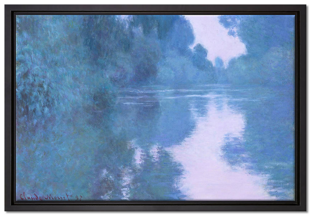 Claude Monet - Morgen an der Seine nahe Giverny  auf Leinwandbild gerahmt Größe 60x40