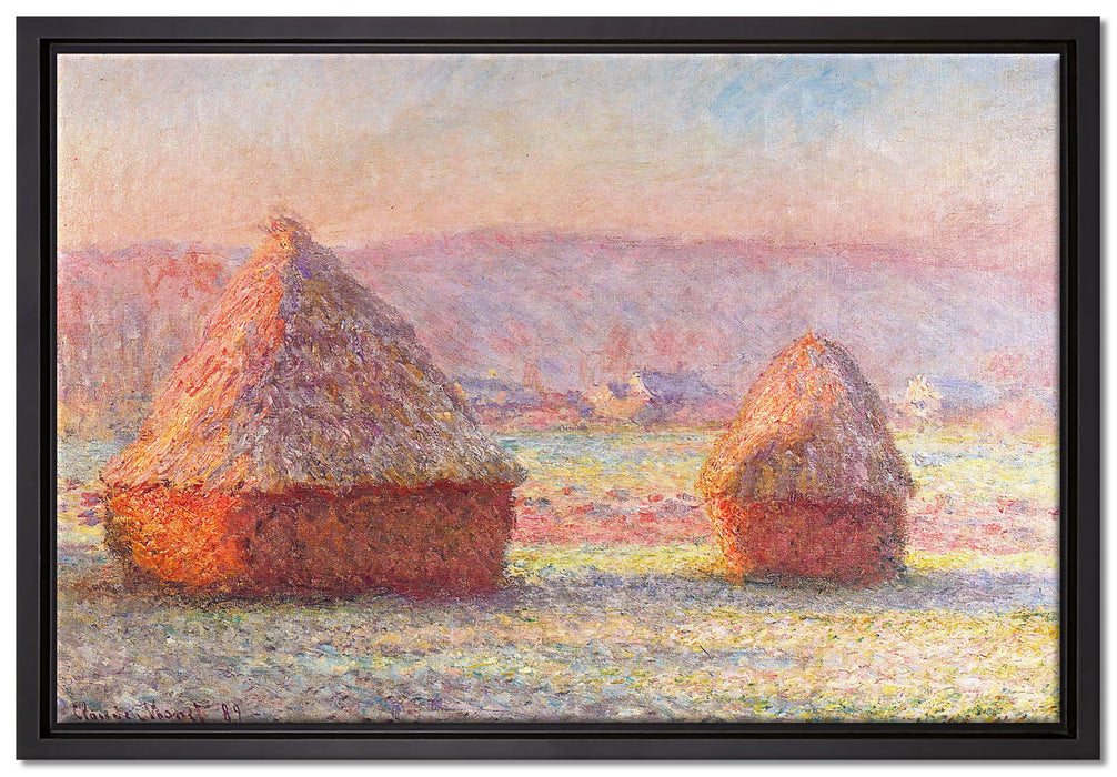Claude Monet - Heuhaufen  auf Leinwandbild gerahmt Größe 60x40