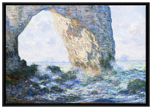 Claude Monet - Das Manneporte bei Etretat auf Leinwandbild gerahmt Größe 100x70