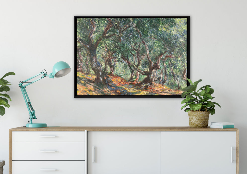 Claude Monet - Die Bodmer Eiche Fontainebleau auf Leinwandbild gerahmt verschiedene Größen im Wohnzimmer