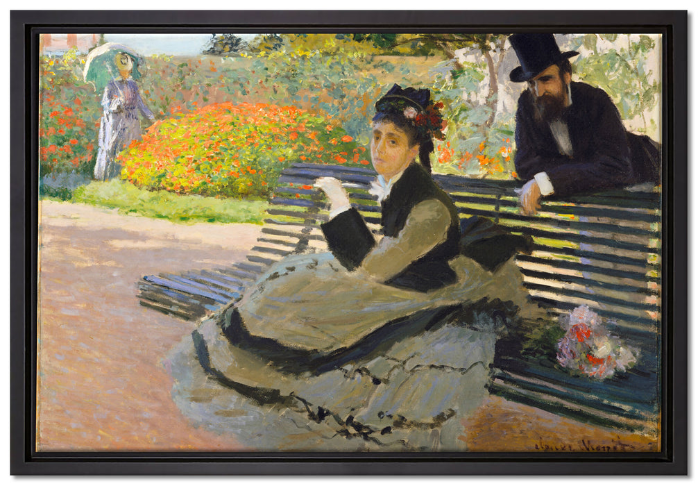 Claude Monet - Camille Monet auf einer Gartenbank  auf Leinwandbild gerahmt Größe 60x40