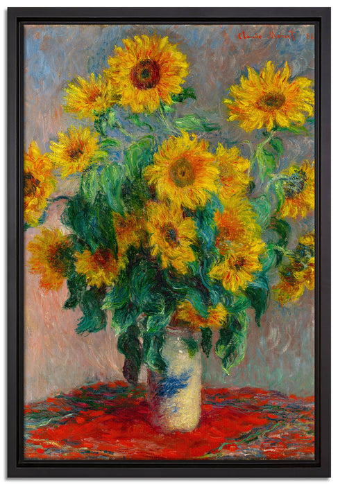 Claude Monet - Ein Strauß Sonnenblumen  auf Leinwandbild gerahmt Größe 60x40