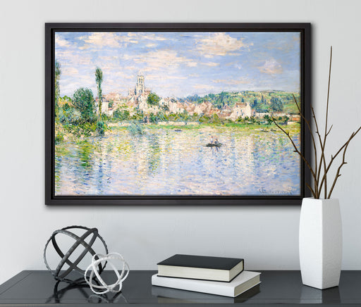 Claude Monet - Vétheuil im Sommer auf Leinwandbild gerahmt mit Kirschblüten