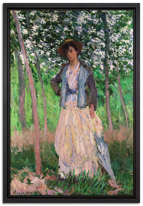 Claude Monet - Die Spaziergängerin Suzanne Hoschedé  auf Leinwandbild gerahmt Größe 60x40