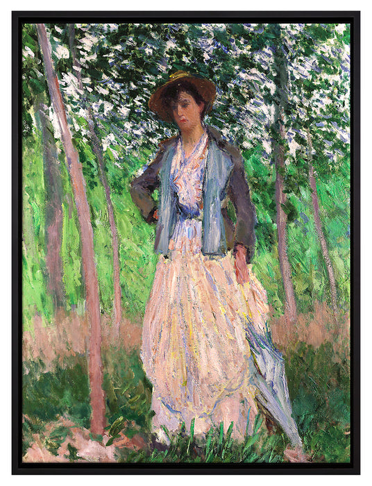 Claude Monet - Die Spaziergängerin Suzanne Hoschedé  auf Leinwandbild gerahmt Größe 80x60