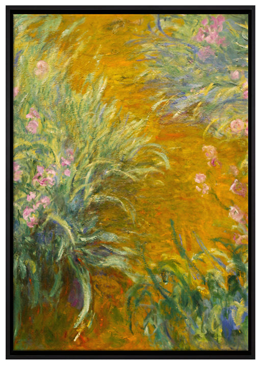 Claude Monet - Weg durch die Schwertlilien auf Leinwandbild gerahmt Größe 100x70