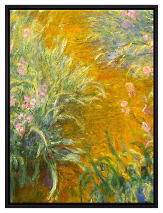 Claude Monet - Weg durch die Schwertlilien  auf Leinwandbild gerahmt Größe 80x60