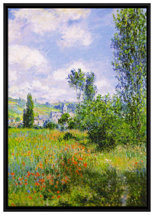 Claude Monet - Aussicht von Vétheuil- Impression auf Leinwandbild gerahmt Größe 100x70