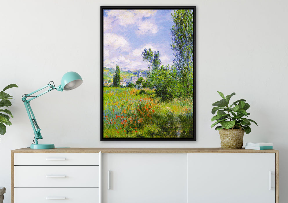 Claude Monet - Aussicht von Vétheuil- Impression auf Leinwandbild gerahmt verschiedene Größen im Wohnzimmer