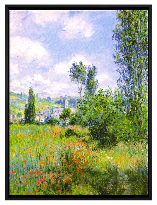 Claude Monet - Aussicht von Vétheuil- Impression  auf Leinwandbild gerahmt Größe 80x60