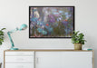 Claude Monet - Seerosen III auf Leinwandbild gerahmt verschiedene Größen im Wohnzimmer