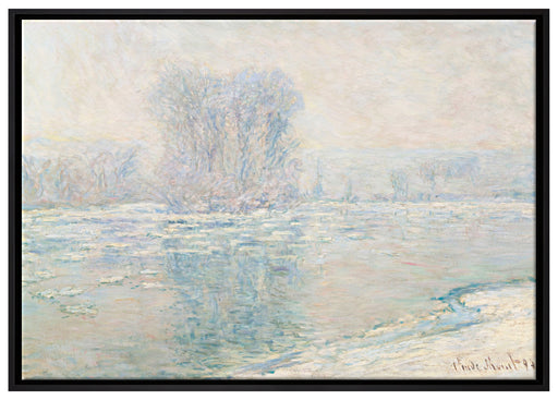 Claude Monet - Eisschollen auf Leinwandbild gerahmt Größe 100x70