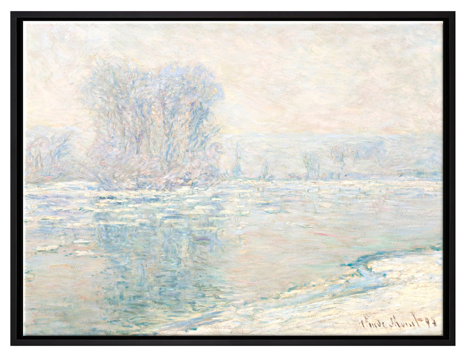 Claude Monet - Eisschollen  auf Leinwandbild gerahmt Größe 80x60