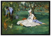 Claude Monet - Die Familie Monet in ihrem Garten auf Leinwandbild gerahmt Größe 100x70