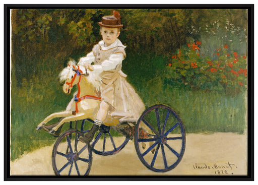Claude Monet - Jean Monet auf seinem Pferderad auf Leinwandbild gerahmt Größe 100x70