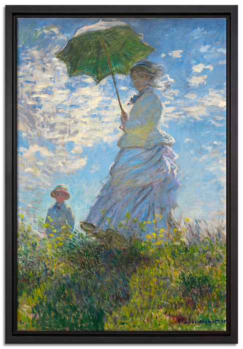 Claude Monet - Frau mit Sonnenschirm  auf Leinwandbild gerahmt Größe 60x40
