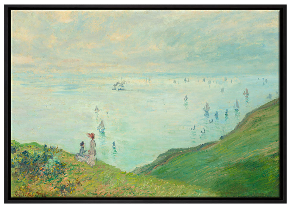 Claude Monet - Klippen bei Pourville auf Leinwandbild gerahmt Größe 100x70