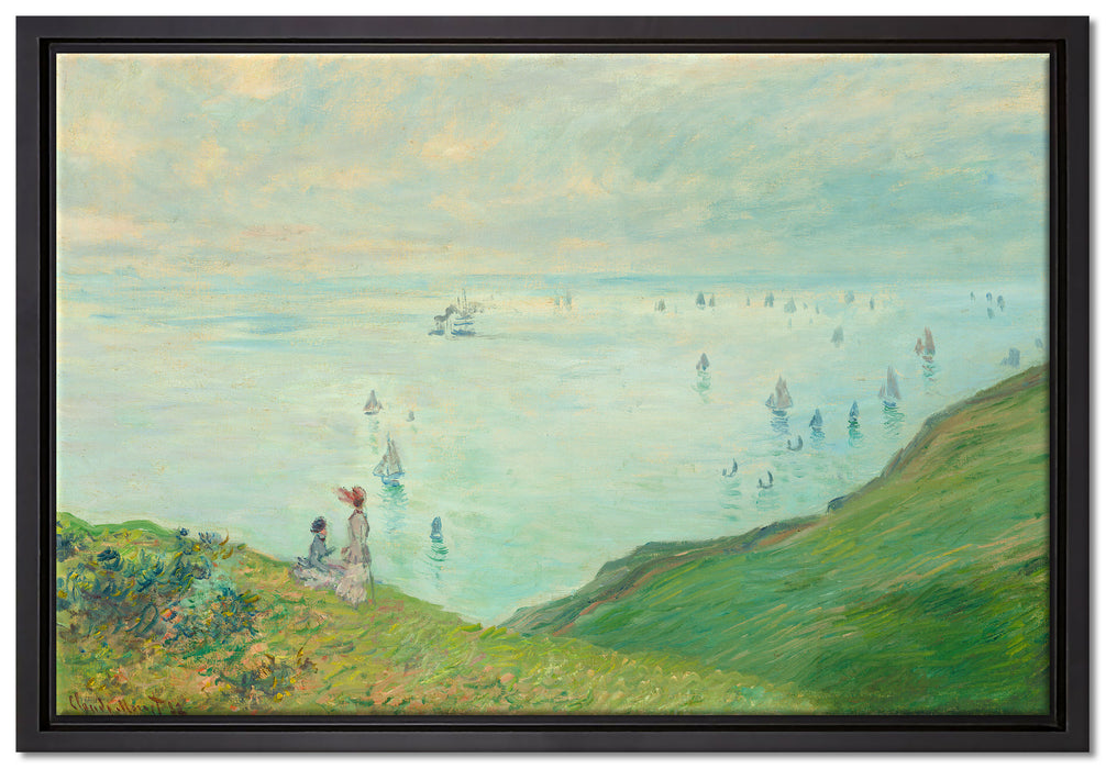 Claude Monet - Klippen bei Pourville  auf Leinwandbild gerahmt Größe 60x40