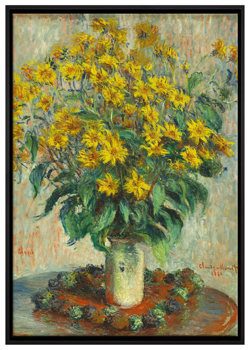Claude Monet - Topinambur Blumen auf Leinwandbild gerahmt Größe 100x70
