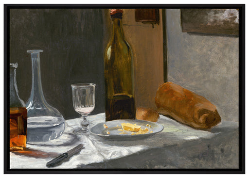 Claude Monet - Stillleben mit Flasche auf Leinwandbild gerahmt Größe 100x70