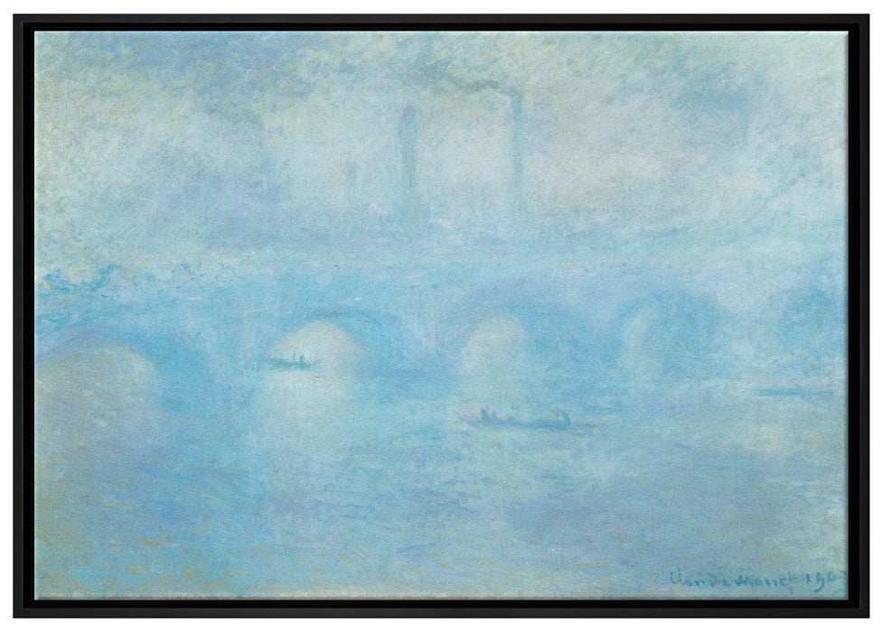Claude Monet - Waterloo Brücke in London auf Leinwandbild gerahmt Größe 100x70