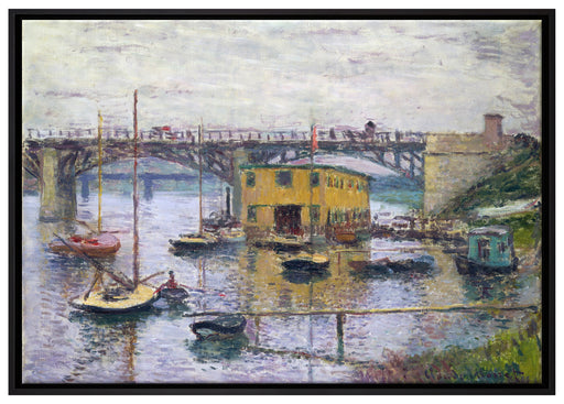 Claude Monet - Brücke bei Argenteuil an einem grauen auf Leinwandbild gerahmt Größe 100x70