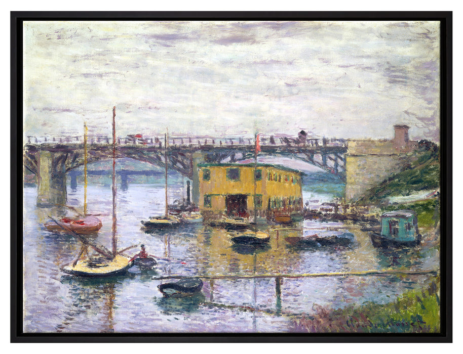 Claude Monet - Brücke bei Argenteuil an einem grauen  auf Leinwandbild gerahmt Größe 80x60