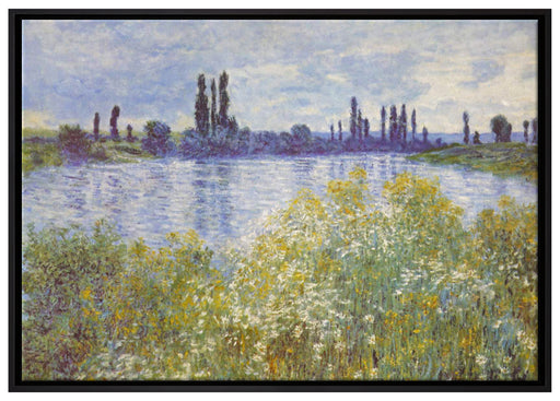 Claude Monet - Seine-Ufer Vétheuil auf Leinwandbild gerahmt Größe 100x70