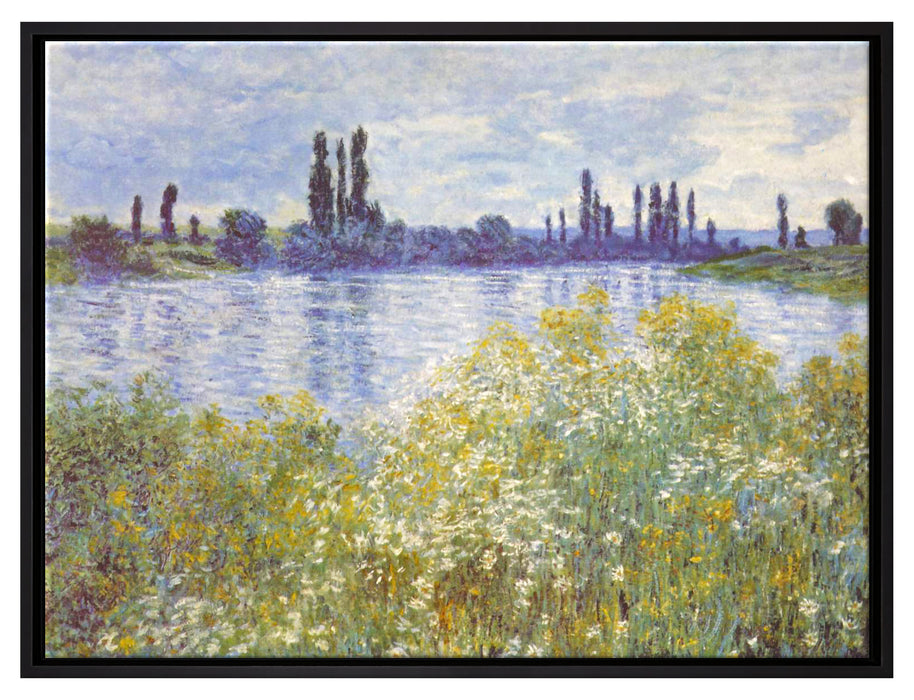 Claude Monet - Seine-Ufer Vétheuil  auf Leinwandbild gerahmt Größe 80x60