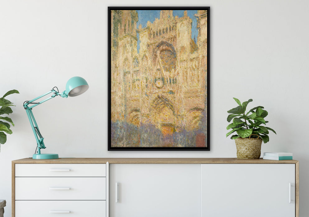 Claude Monet - Kathedrale von Rouen II auf Leinwandbild gerahmt verschiedene Größen im Wohnzimmer