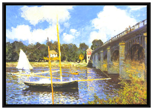 Claude Monet - Die Brücke bei Argenteuil auf Leinwandbild gerahmt Größe 100x70