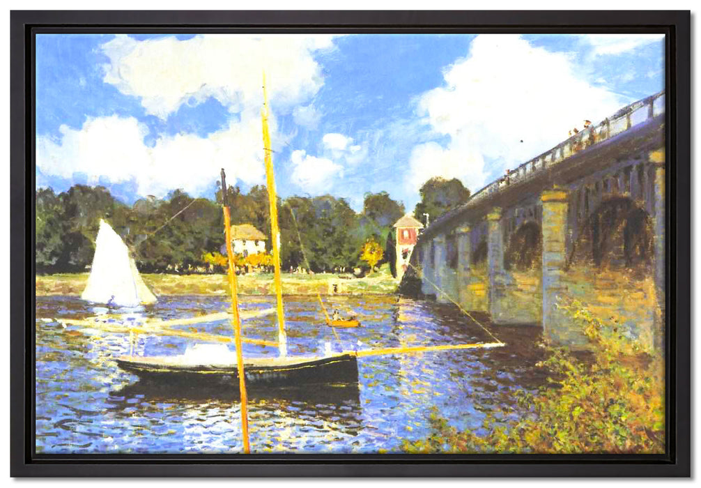 Claude Monet - Die Brücke bei Argenteuil  auf Leinwandbild gerahmt Größe 60x40