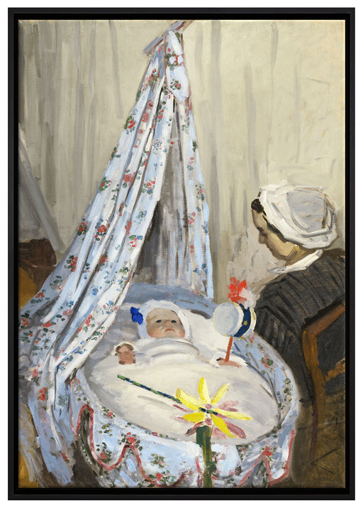 Claude Monet - Die Wiege - Camille mit Jean dem Sohn auf Leinwandbild gerahmt Größe 100x70