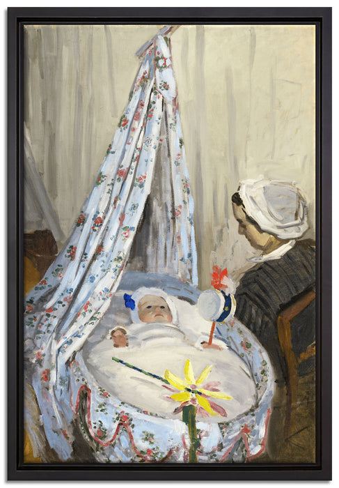 Claude Monet - Die Wiege - Camille mit Jean dem Sohn  auf Leinwandbild gerahmt Größe 60x40