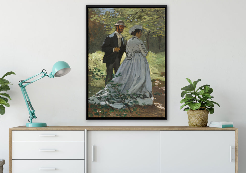 Claude Monet - Bazille und Camille Studie für Déjeun auf Leinwandbild gerahmt verschiedene Größen im Wohnzimmer