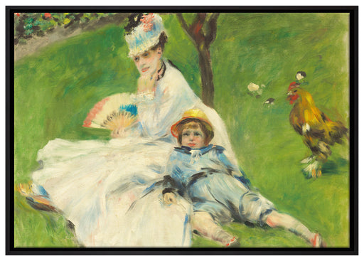 Claude Monet - Madame Monet mit ihrem Sohn auf Leinwandbild gerahmt Größe 100x70