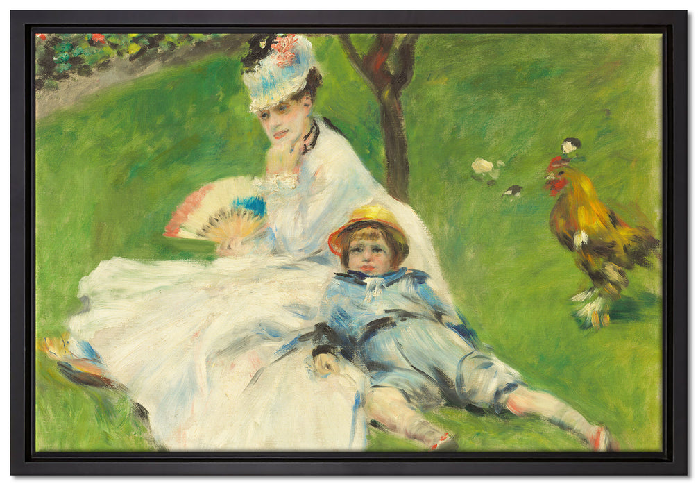 Claude Monet - Madame Monet mit ihrem Sohn  auf Leinwandbild gerahmt Größe 60x40