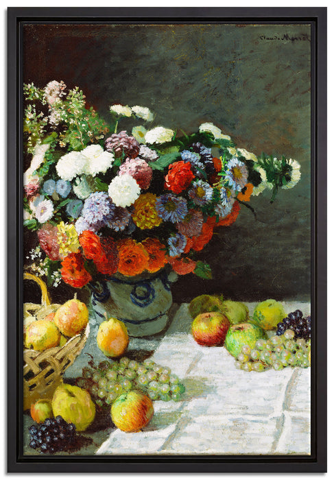 Claude Monet - Stillleben mit Blumen und Früchten  auf Leinwandbild gerahmt Größe 60x40