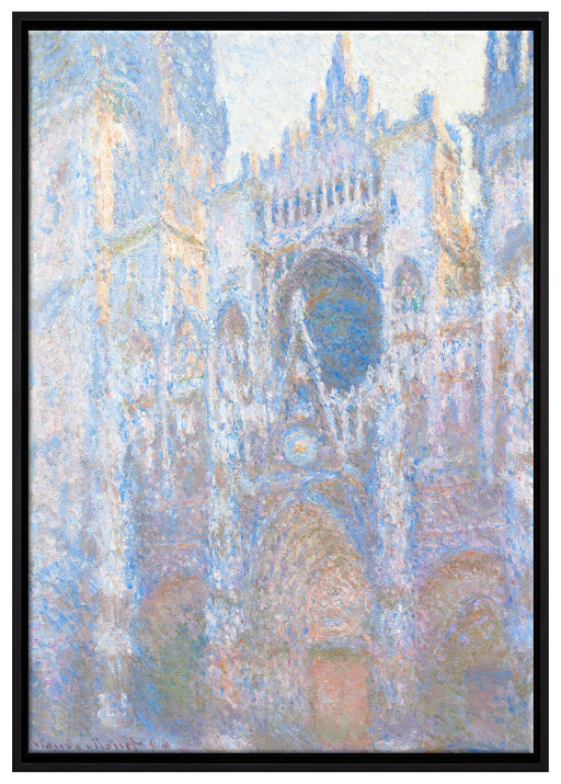 Claude Monet - Das Tor der Kathedrale von Rouen im Mo auf Leinwandbild gerahmt Größe 100x70