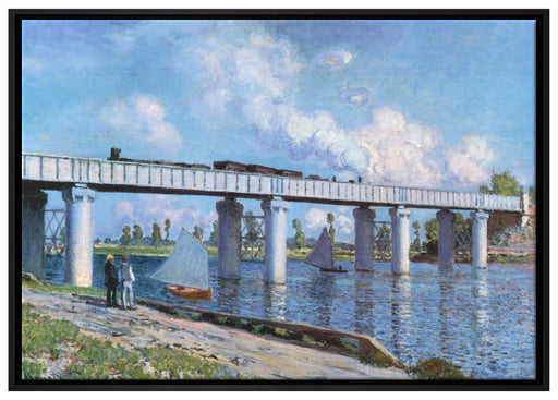 Claude Monet - Die Eisenbahnbrücke in Argenteuil auf Leinwandbild gerahmt Größe 100x70