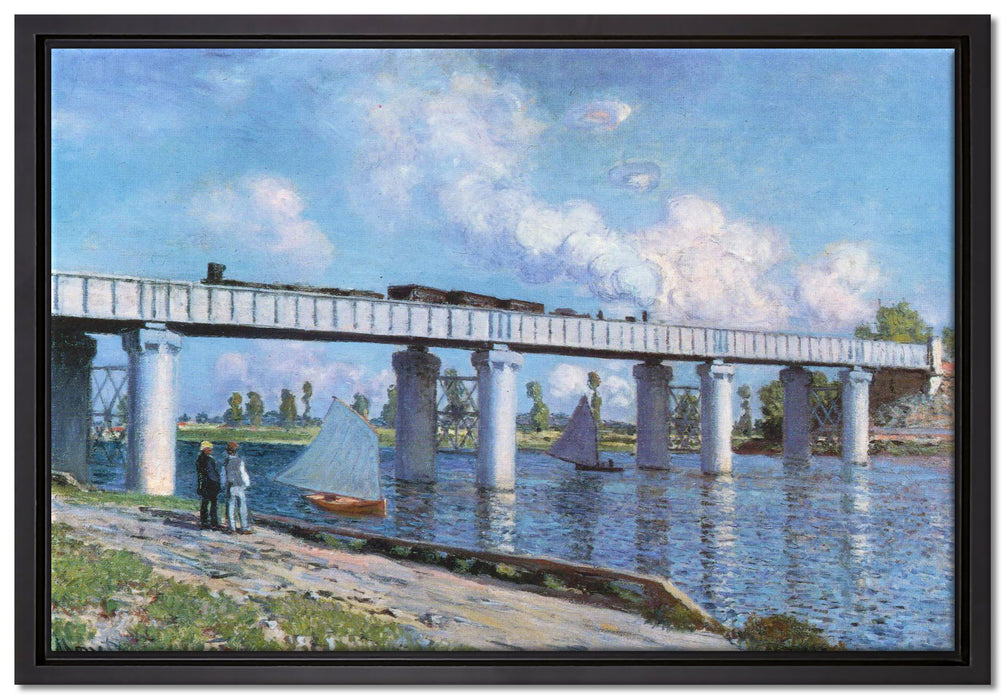 Claude Monet - Die Eisenbahnbrücke in Argenteuil  auf Leinwandbild gerahmt Größe 60x40