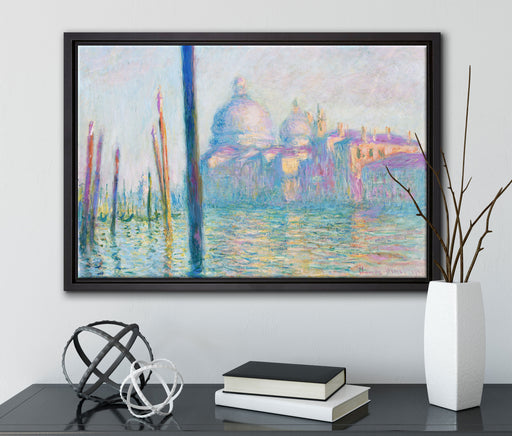 Claude Monet - Der große Kanal Venedig auf Leinwandbild gerahmt mit Kirschblüten